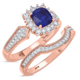 Photo of Kassia 1 3/8 Carat T.W. Sapphire,Diamond and Diamond Matching Bridal Bridal Set 18K Rose Gold [BR2568R-C000]