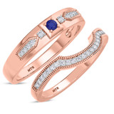 Photo of Kassia 1/3 Carat T.W. Diamond,Sapphire and Diamond Matching Wedding Band Set 18K Rose Gold [WB2568R]