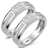 Photo of Renata 1 1/3 ct tw. Lab Grown Diamond Same Sex Mens Band Set 18K White Gold [WM2580W]