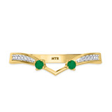 Photo of Clema 1/4 Carat T.W. Emerald and Diamond Matching Wedding Band Set 18K Yellow Gold [BT2569YL]