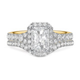 Photo of Renata 3 ct tw. Lab Grown Diamond Radiant Solitaire Bridal Set 18K Yellow Gold [BR2580Y-Z195]