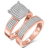 Photo of Enamor 2/3 ct tw. Lab Grown Diamond Princess Cluster Bridal Set 18K Rose Gold [BR2587R-C029]