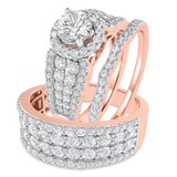 Photo of Amado 3 1/10 ct tw. Lab Grown Diamond Round Solitaire Trio Set 18K Rose Gold [BT1682R-L070]