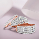 Photo of Amado 3 1/10 ct tw. Lab Grown Diamond Round Solitaire Trio Set 18K Rose Gold [BT1682R-L070]