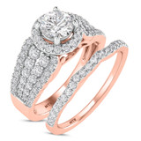 Photo of Amado 1 1/2 ct tw. Lab Grown Diamond Round Solitaire Bridal Set 18K Rose Gold [BR1682R-L070]