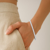 Photo of Iva 6 Carat T.W. Lab Grown Diamond Round Cluster Bracelet 14K White Gold Vermeil [BC2606W]