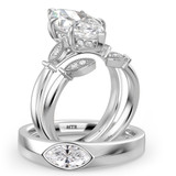 Photo of Mirella 3 7/8 ct tw. Lab Grown Diamond Marquise Solitaire Trio Set 10K White Solid Gold [BT2599W-O295]