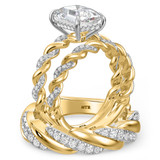Photo of Palmina 3 3/4 ct tw. Lab Grown Diamond Emerald Solitaire Trio Set 14K Yellow Solid Gold [BT2596Y-N295]