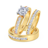 Photo of Lesha 2 3/4 ct tw. Lab Grown Diamond Round Solitaire Trio Set 14K Yellow Gold Vermeil [BT2614Y-L095]