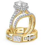 Photo of Renata 3 5/8 ct tw. Lab Grown Diamond Radiant Solitaire Trio Set 14K Yellow Gold Vermeil [BT2631Y-Z195]