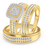 Photo of Ortwin 1/2 ct tw. Lab Grown Diamond Cushion Cluster Trio Set 14K Yellow Gold Vermeil [BT2630Y-C000]
