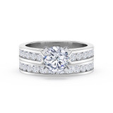 Photo of Lesha 2 1/5 ct tw. Lab Grown Diamond Round Solitaire Bridal Set 14K White Gold Vermeil [BR2614W-L095]