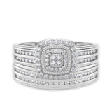 Photo of Ortwin 3/8 ct tw. Lab Grown Diamond Cushion Cluster Bridal Set 14K White Gold Vermeil [BR2630W-C000]