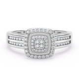 Photo of Ortwin 3/8 ct tw. Lab Grown Diamond Cushion Cluster Bridal Set 14K White Gold Vermeil [BT2630WE-C000]