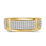 Photo of Amity 3/4 ct tw. Lab Grown Diamond Princess Cluster Bridal Set 14K Yellow Gold Vermeil [BT2558YL]