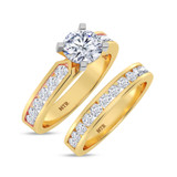 Photo of Lesha 2 1/5 ct tw. Lab Grown Diamond Round Solitaire Bridal Set 14K Yellow Gold Vermeil [BR2614Y-L095]