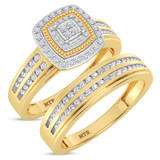 Photo of Ortwin 3/8 ct tw. Lab Grown Diamond Cushion Cluster Bridal Set 14K Yellow Gold Vermeil [BR2630Y-C000]