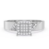 Photo of Isidor 1/5 ct tw. Lab Grown Diamond Cushion Cluster Bridal Set 14K White Gold Vermeil [BT2563WE-C000]