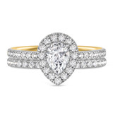 Photo of Adeola 1 1/10 ct tw. Lab Grown Diamond Pear Solitaire Bridal Set 14K Yellow Gold Vermeil [BR2551Y-C000]