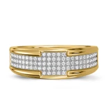 Photo of Affy 3/4 ct tw. Lab Grown Diamond Princess Cluster Bridal Set 14K Yellow Gold Vermeil [BT2559YL]