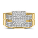 Photo of Enamor 2/3 ct tw. Lab Grown Diamond Princess Cluster Bridal Set 14K Yellow Gold Vermeil [BR2555Y-C000]