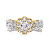Photo of Ember 1 2/3 ct tw. Lab Grown Diamond Round Solitaire Bridal Set 14K Yellow Gold Vermeil [BR2623Y-L045]