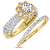 Photo of Ember 1 2/3 ct tw. Lab Grown Diamond Round Solitaire Bridal Set 14K Yellow Gold Vermeil [BR2623Y-L045]