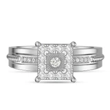 Photo of Harmonee 3/8 ct tw. Lab Grown Diamond Princess Cluster Bridal Set 14K White Gold Vermeil [BT2560WE-C000]