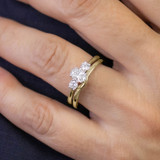 Photo of Amari 3/4 ct tw. Lab Grown Diamond Oval Solitaire Bridal Set 14K Yellow Gold Vermeil [BR2552Y-C000]