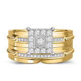 Photo of Harmonee 3/8 ct tw. Lab Grown Diamond Princess Cluster Bridal Set 14K Yellow Gold Vermeil [BR2560Y-C000]