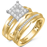 Photo of Harmonee 3/8 ct tw. Lab Grown Diamond Princess Cluster Bridal Set 14K Yellow Gold Vermeil [BR2560Y-C000]