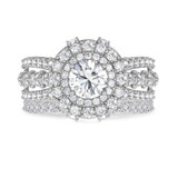 Photo of Jemma 2 ct tw. Lab Grown Diamond Round Solitaire Bridal Set 14K White Gold Vermeil [BR2553W-C000]