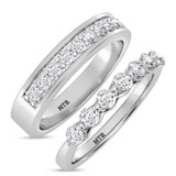 Photo of Oxley 1 1/8 ct tw. Lab Grown Diamond Wedding Band Set 14K White Gold Vermeil [WB2547W]