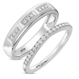 Photo of Alwin 1/4 ct tw. Lab Grown Diamond Wedding Band Set 14K White Gold Vermeil [WB2620W]