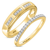 Photo of Alwin 1/4 ct tw. Lab Grown Diamond Wedding Band Set 14K Yellow Gold Vermeil [WB2620Y]