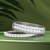 Photo of Prudence 1/2 ct tw. Lab Grown Diamond Wedding Band Set 14K White Gold Vermeil [WB2548W]