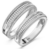 Photo of Zuri 1/4 ct tw. Lab Grown Diamond Wedding Band Set 14K White Gold Vermeil [WB2626W]