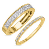 Photo of Zaila 1 ct tw. Lab Grown Diamond Wedding Band Set 14K Yellow Gold Vermeil [WB2617Y]