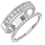 Photo of Keanu 7/8 ct tw. Lab Grown Diamond Wedding Band Set 14K White Gold Vermeil [WB2549W]