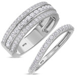 Photo of Jemma 1 1/4 ct tw. Lab Grown Diamond Wedding Band Set 14K White Gold Vermeil [WB2553W]