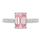 Photo of Zaila 3 1/2 ct tw. Lab Grown Emerald Solitaire Pink Diamond Engagement Ring 14K White Solid Gold [BT2645WE-NP295]