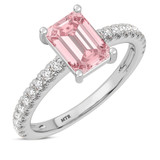 Photo of Zaila 3 1/2 ct tw. Lab Grown Emerald Solitaire Pink Diamond Engagement Ring 14K White Solid Gold [BT2645WE-NP295]
