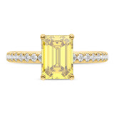 Photo of Zaila 4 1/2 ct tw. Lab Grown Emerald Solitaire Yellow Diamond,Diamond Trio Set 10K Yellow Solid Gold [BT2647YE-NY295]