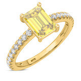 Photo of Zaila 4 1/2 ct tw. Lab Grown Emerald Solitaire Yellow Diamond,Diamond Trio Set 10K Yellow Solid Gold [BT2647YE-NY295]