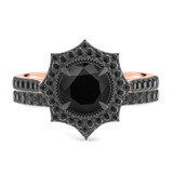 Photo of Melda 2 1/5 CT. T.W. Black Diamond Round Solitaire Bridal Set 10K Rose Solid Gold [BR2639R-C000]