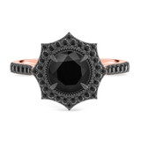 Photo of Melda 2 1/5 Carat T.W. Black Diamond Round Solitaire Bridal Set 14K Rose Solid Gold [BT2639RE-C000]