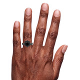 Photo of Melda 2 1/5 Carat T.W. Black Diamond Round Solitaire Bridal Set 14K Rose Solid Gold [BR2639R-C000] [HT-4]