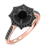 Photo of Melda 3 ct tw. Black Diamond Round Solitaire Trio Set 10K Rose Solid Gold [BT2639RE-C000]