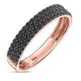 Photo of Melda 3 ct tw. Black Diamond Round Solitaire Trio Set 10K Rose Solid Gold [BT2639RM]