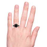 Photo of Melda 3 ct tw. Black Diamond Round Solitaire Trio Set 10K Rose Solid Gold [BR2639R-C000] [HT]